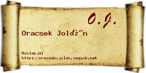 Oracsek Jolán névjegykártya